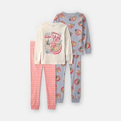 Carter's Little & Big Kid Girls Crew Neck Long Sleeve 4-pc. Pajama Set In Blue