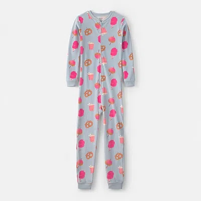 Carter's Little & Big Kid Girls Crew Neck Long Sleeve One Piece Pajama In Blue