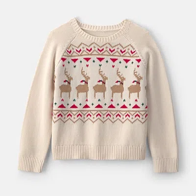 Carter's Little & Big Kid Girls Crew Neck Long Sleeve Pullover Sweater In Neutral