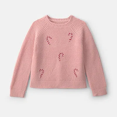 Carter's Little & Big Kid Girls Crew Neck Long Sleeve Pullover Sweater In Pink
