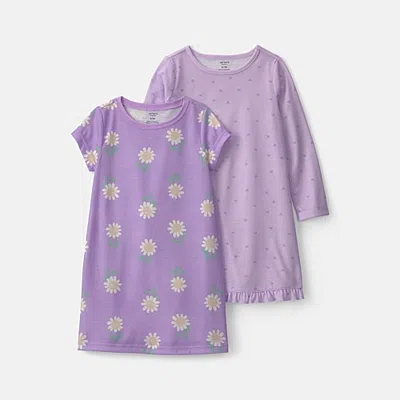 Carter's Little & Big Kid Girls Crew Neck Short Sleeve 2-pc. Nightgown In Red
