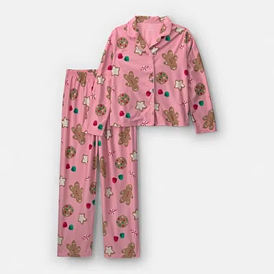 Carter's Little & Big Kid Girls Fleece V-neck Long Sleeve 2-pc. Pajama Set In Pink