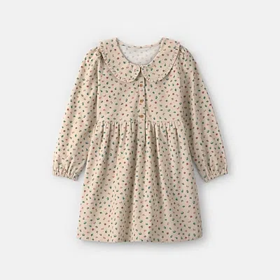 Carter's Little & Big Kid Girls Floral Corduroy Long Sleeve A-line Dress In White