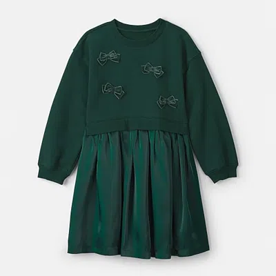 Carter's Little & Big Kid Girls Long Sleeve Bows Sweatshirt Dress In Brown