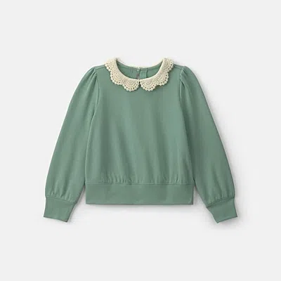 Carter's Little & Big Kid Girls Long Sleeve Sweatshirt In Green