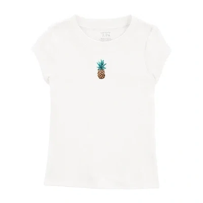 Carter's Little & Big Kid Girls Round Neck Short Sleeve Regular Fit Graphic T-shirt In White