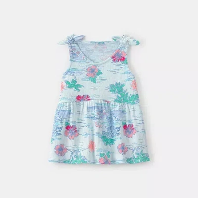 Carter's Little & Big Kid Girls Round Neck Sleeveless Peplum Top In Blue