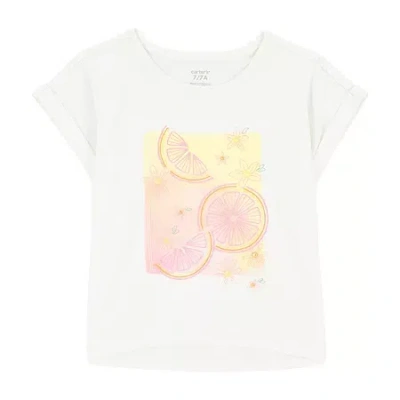 Carter's Little & Big Kid Girls Scoop Neck Short Sleeve Regular Fit Graphic T-shirt In White