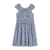 Carter's Little & Big Kid Girls Short Sleeve Flutter A-line Dress In Blue