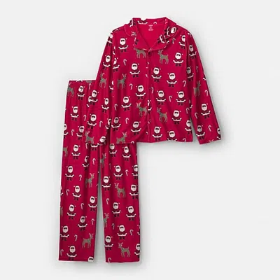 Carter's Little & Big Kid Unisex Fleece V-neck Long Sleeve 2-pc. Pajama Set In Burgundy