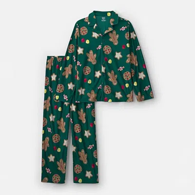 Carter's Little & Big Kid Unisex Fleece V-neck Long Sleeve 2-pc. Pajama Set In Green