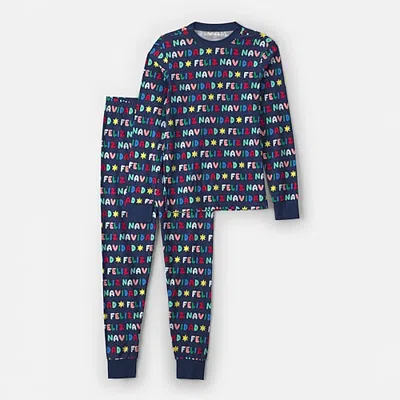 Carter's Little & Big Kid Unisex Rib Crew Neck Long Sleeve 2-pc. Pajama Set In Blue