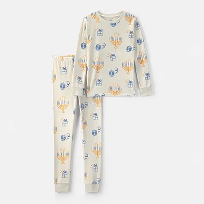 Carter's Little & Big Kid Unisex Velour Crew Neck Long Sleeve 2-pc. Pajama Set In Multi