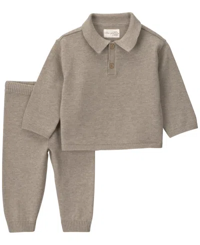 Carter's Little Planet By  Baby Boy 2-piece Organic Cotton Sweater Knit Top & Pant Set In Heather Brown
