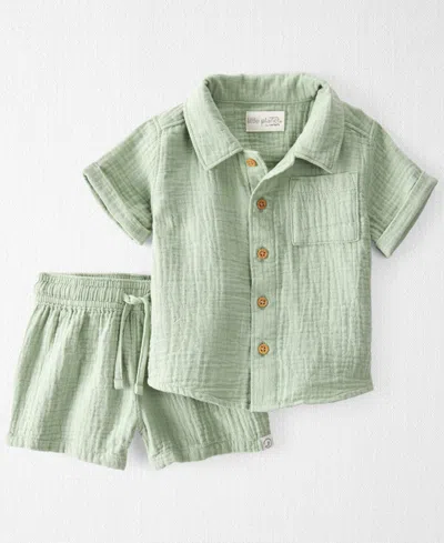 Carter's Little Planet By  Baby Boys 2-pc. Organic Cotton Gauze Top & Shorts Set In Moss Green
