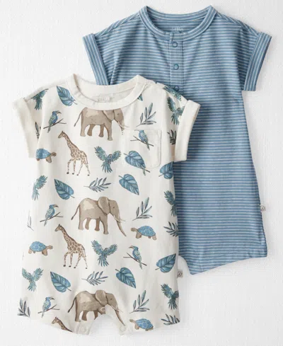 Carter's Little Planet By  Baby Boys 2-pc. Organic Cotton Rompers Set In Stripes,safari Print