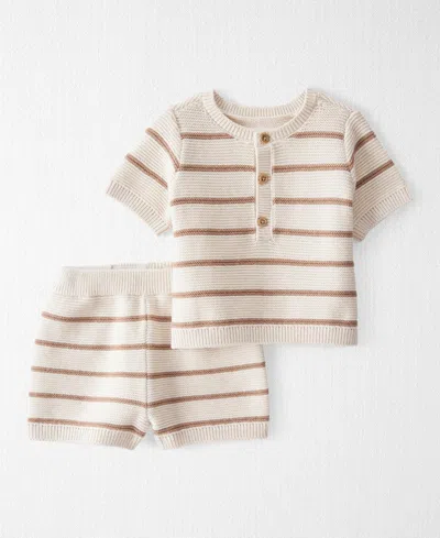 Carter's Little Planet By  Baby Boys 2-pc. Organic Cotton Sweater Knit Topt & Shorts Set In Tan