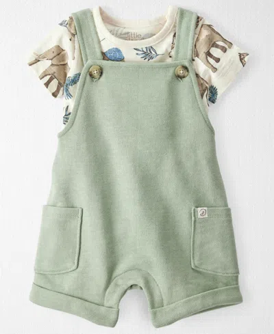 Carter's Little Planet By  Baby Boys 2-pc. Organic Cotton T-shirt & Shortall Set In Safari,moss Green