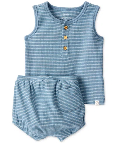 Carter's Little Planet By  Baby Boys 2-pc. Organic Cotton Striped Tank & Shorts Knit Set In Blue