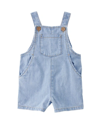 Carter's Little Planet By  Baby Boys And Baby Girls Organic Cotton Chambray Shortalls In Blue