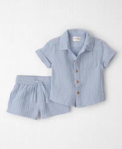 Carter's Little Planet By  Baby Boys' Collared Top & Shorts, 2-piece Set In Blue