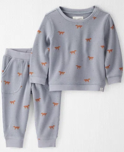 Carter's Little Planet By  Baby Boys Or Baby Girls 2-piece Organic Waffle Knit Top And Pant Set In Gray