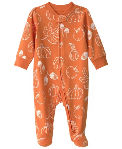 Carter's Little Planet By  Baby Boys' Or Baby Girls' Built-in Footies Sleep & Play Pajamas In Orange