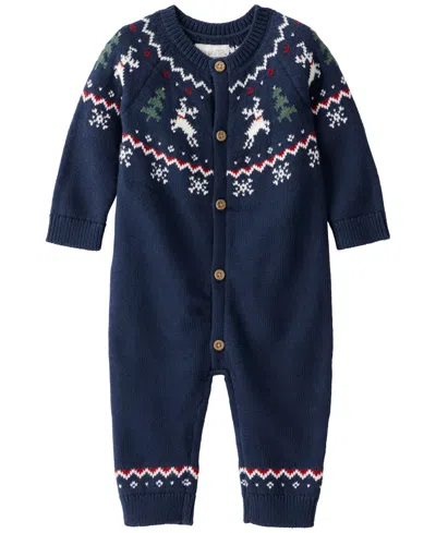 Carter's Little Planet By  Baby Boys' Or Baby Girls' Cotton Fair Isle Sweater Knit Jumpsuit In Blue