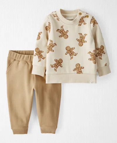Carter's Little Planet By  Baby Boys Or Baby Girls Gingerbread Man Sweater And Pants, 2-piece Set In Brown