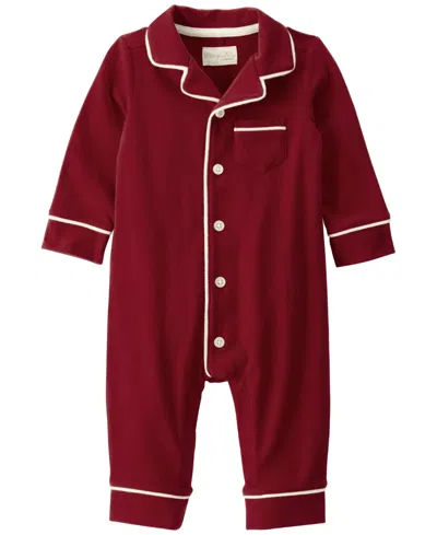 Carter's Little Planet By  Baby Boys' Or Baby Girls' Long-sleeve Collared Coveralls In Burgundy