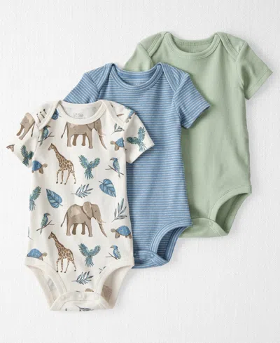 Carter's Little Planet By  Baby Boys Organic Cotton 3-pc. Bodysuit Set In Solid,safari Print