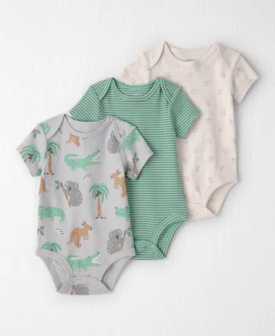 Carter's Little Planet By  Baby Boys' Organic Cotton Aussie Friends Print Round Neck Bodysuits, 3-pac In Multi