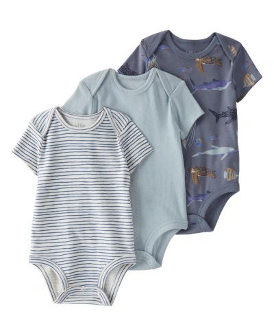 Carter's Little Planet By  Baby Boys Organic Cotton Rib Bodysuits, Pack Of 3 In Blue