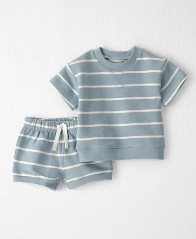 Carter's Little Planet By  Baby Boys' Striped Round Neck Top And Shorts, 2-piece Set In Blue