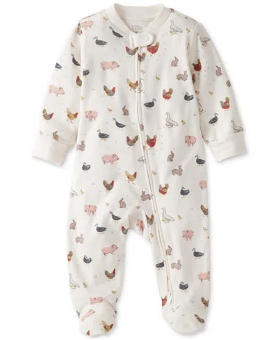Carter's Little Planet By  Baby Cotton Farm Friends-print Sleep & Play Footed Pajamas In Multi