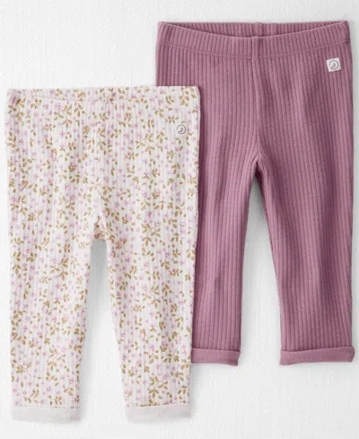 Carter's Little Planet By  Baby Girls 2-pack Organic Floral Leggings In Purple