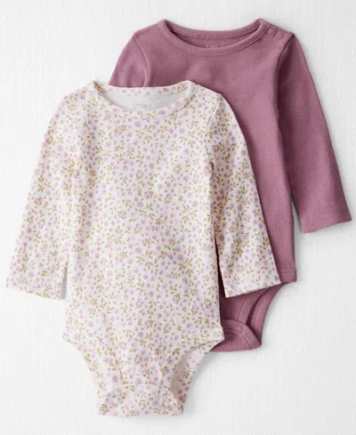 Carter's Little Planet By  Baby Girls 2-pack Organic Printed Bodysuits In Purple