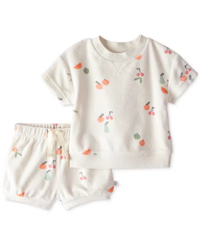 Carter's Little Planet By  Baby Girls 2-pc. Organic Cotton Fruit Terry Top & Shorts Set In Sweet Cream