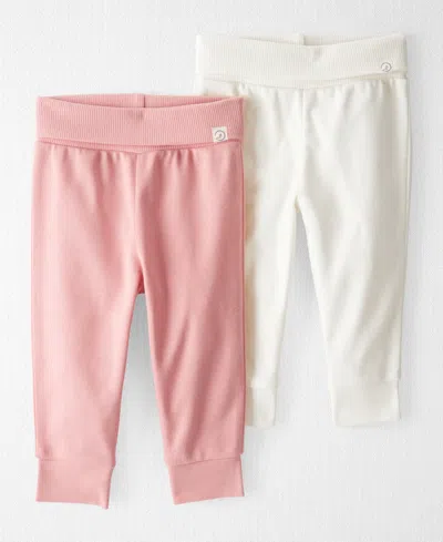 Carter's Little Planet By  Baby Girls 2-pc. Organic Cotton Grow-with-me Joggers Set In Sweet Cream,pink
