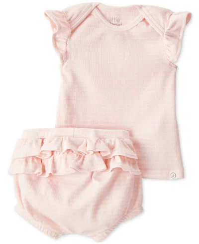 Carter's Little Planet By  Baby Girls 2-pc. Organic Cotton Top & Shorts Knit Set In Pink Stripes
