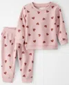 Carter's Little Planet By  Baby Girls 2-piece Organic Heart Printed Top And Pants Set In Pink