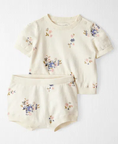 Carter's Little Planet By  Baby Girls' Floral-print Top And Diaper Cover, 2-piece Set In Neutral