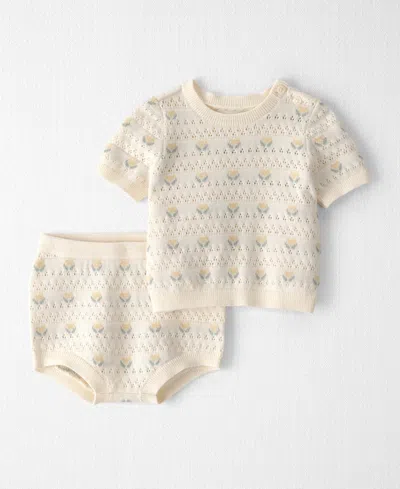 Carter's Little Planet By  Baby Girls' Floral Round Neck Top And Diaper Cover, 2-piece Set In Neutral