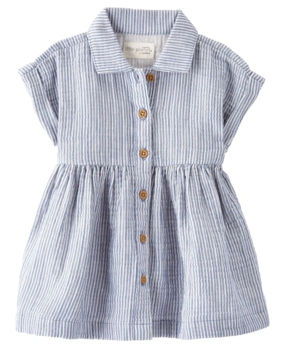 Carter's Little Planet By  Baby Girls Organic Cotton Button-front Dress In Blue