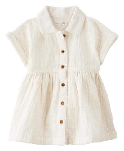 Carter's Little Planet By  Baby Girls Organic Cotton Button-front Dress In White