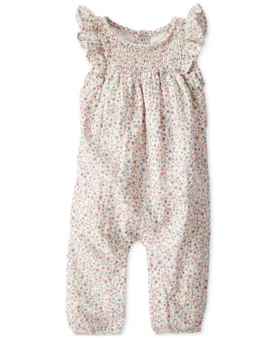 Carter's Little Planet By  Baby Girls Organic Cotton Gauze Smocked Jumpsuit In Floral Print