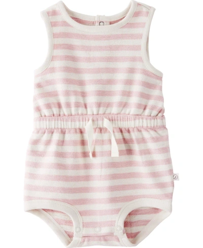 Carter's Little Planet By  Baby Girls Striped Organic Cotton Bubble Bodysuit In Pink