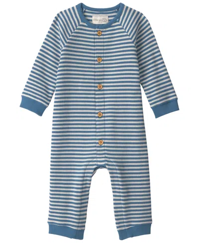 Carter's Kids' Little Planet By  Baby Neutral Organic Cotton Waffle Knit Jumpsuit In Blue Stripes