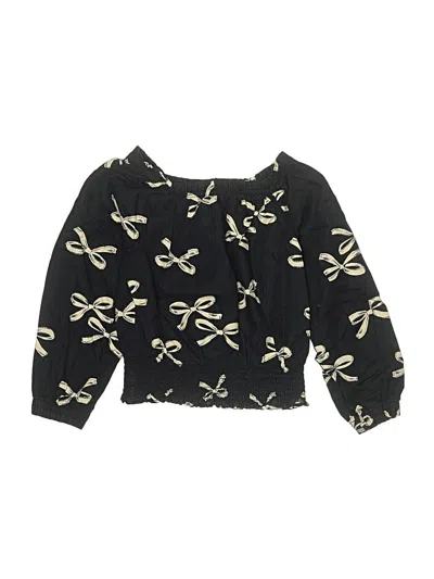 Pre-owned Carter's Kids' Long Sleeve Blouse In Black