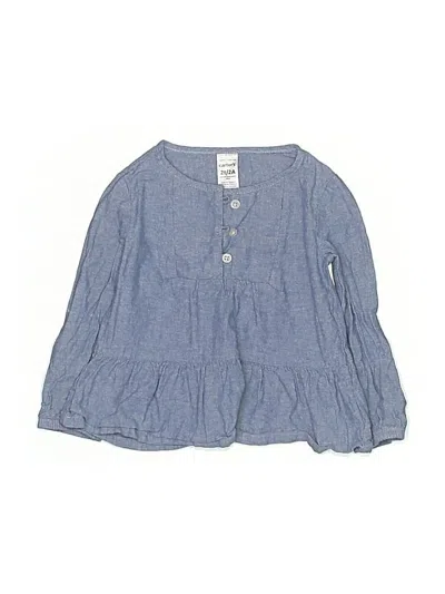 Pre-owned Carter's Kids' Long Sleeve Blouse In Blue